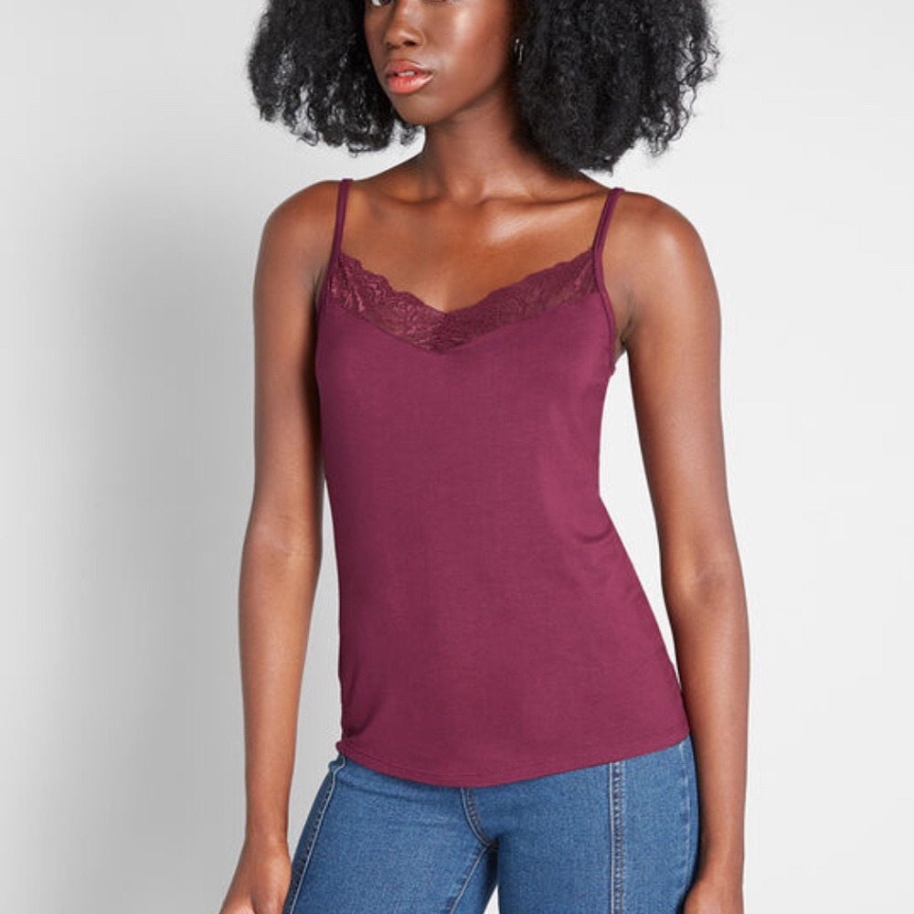 ModCloth Burgundy Lace Detail Camisole